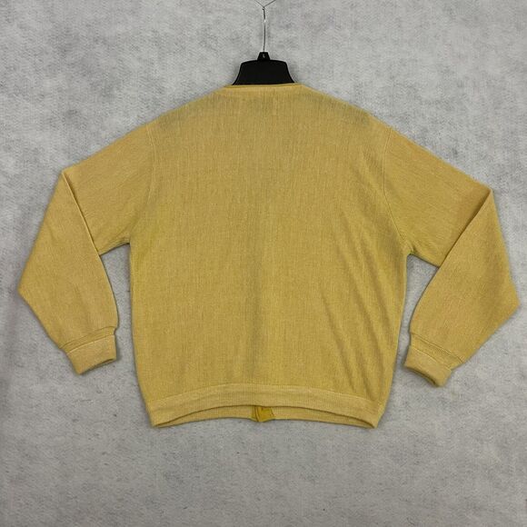 Vintage Arnold Palmer Robert Bruce Mens L Cardigan Sweater 70s Cream Made USA - Picture 9 of 12